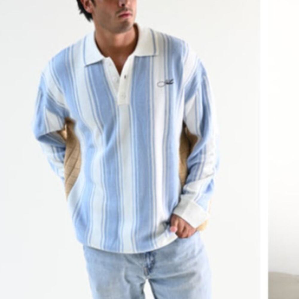 Yellow The Label Theo Knit Sweater Wool Cotton Polo Medium